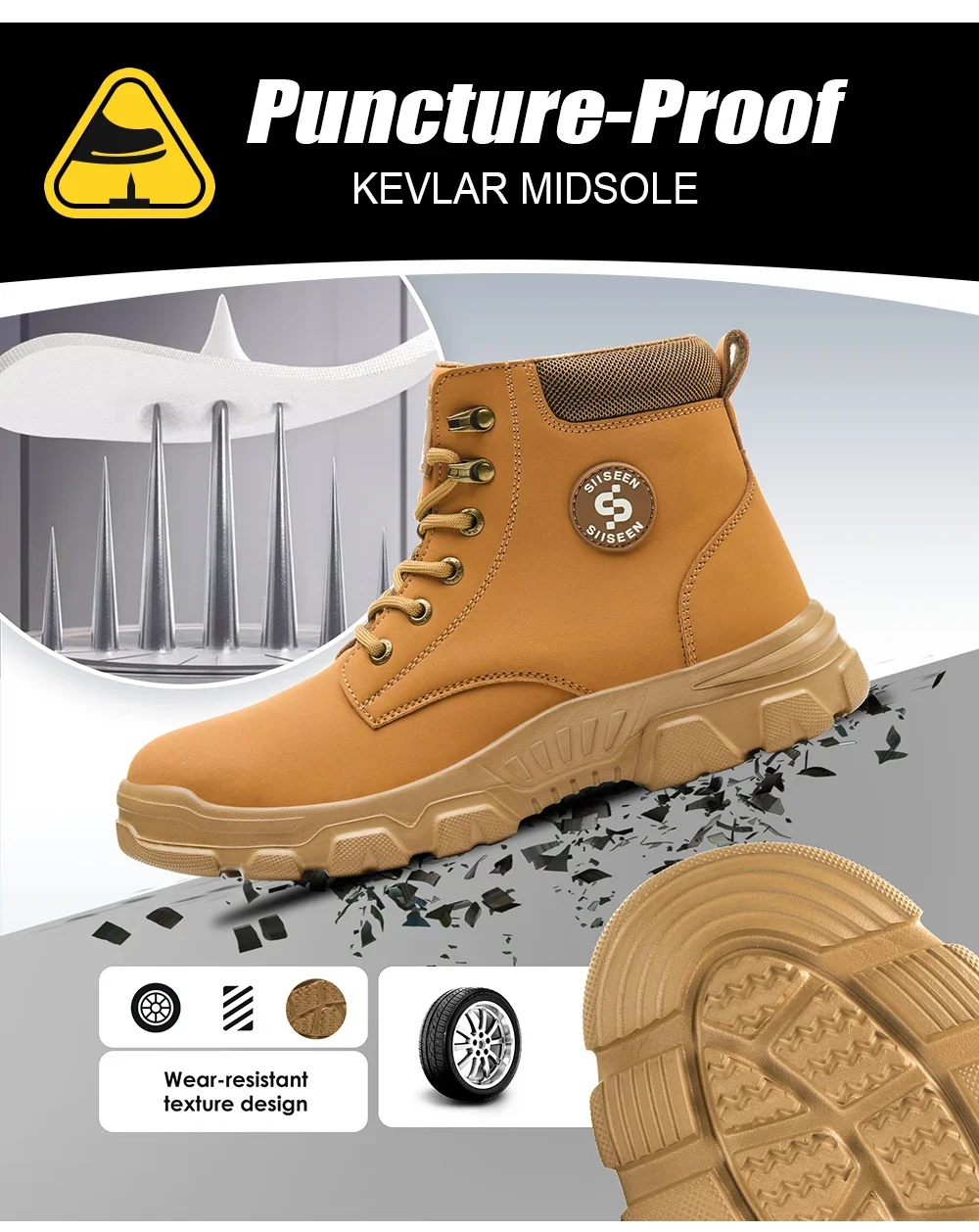 Men Winter Work Safety Boots Lightweight Steel Toe Work Shoes Men Waterproof Warm Security Protection Safety Shoes