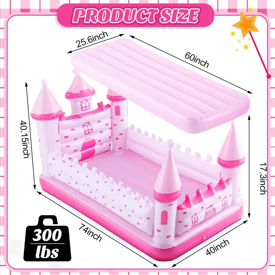 سرير أطفال قابل للنفخ من Castle، سرير سفر للأطفال الصغار مع مصد أمان ومرتبة هوائية مرتبة هوائية محمولة مع مضخة لقضاء العطلات #2