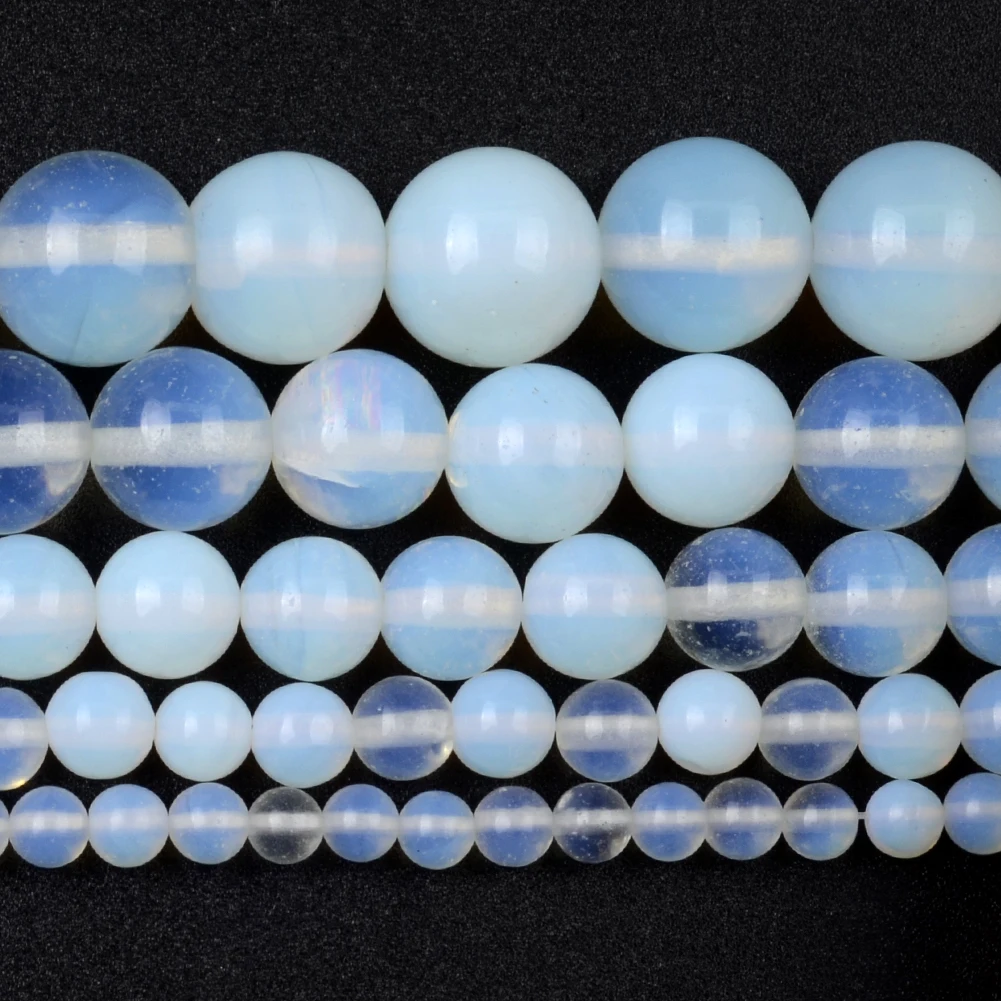 Natural White Opal Stone Beads Round Loose Spacer For Jewelry Making DIY Bracelet Handmade 4/6/8/10/12mm