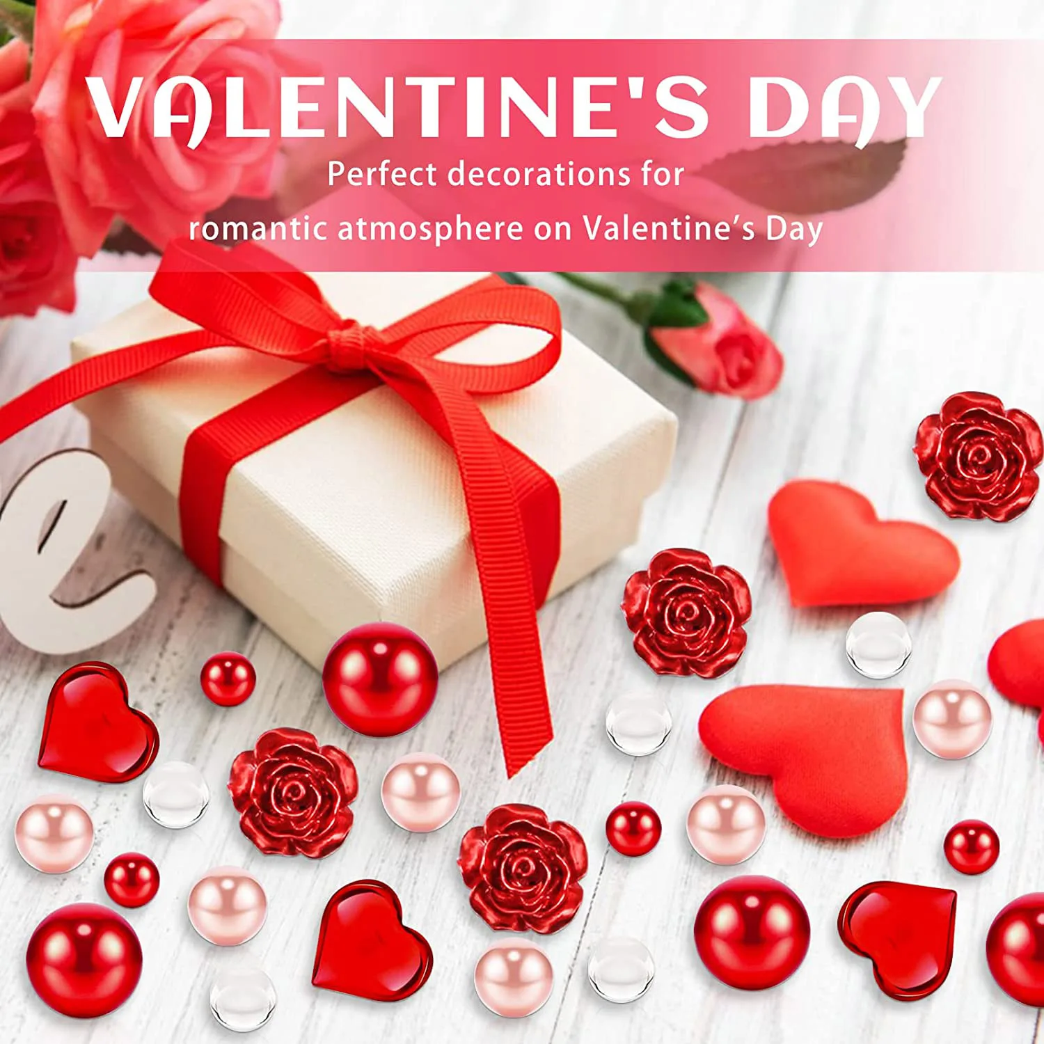 Red Rose Decorative Ornaments Spherical Heart-shaped Handicraft Creative Valentine's Day Suspended Candle Table Decoration