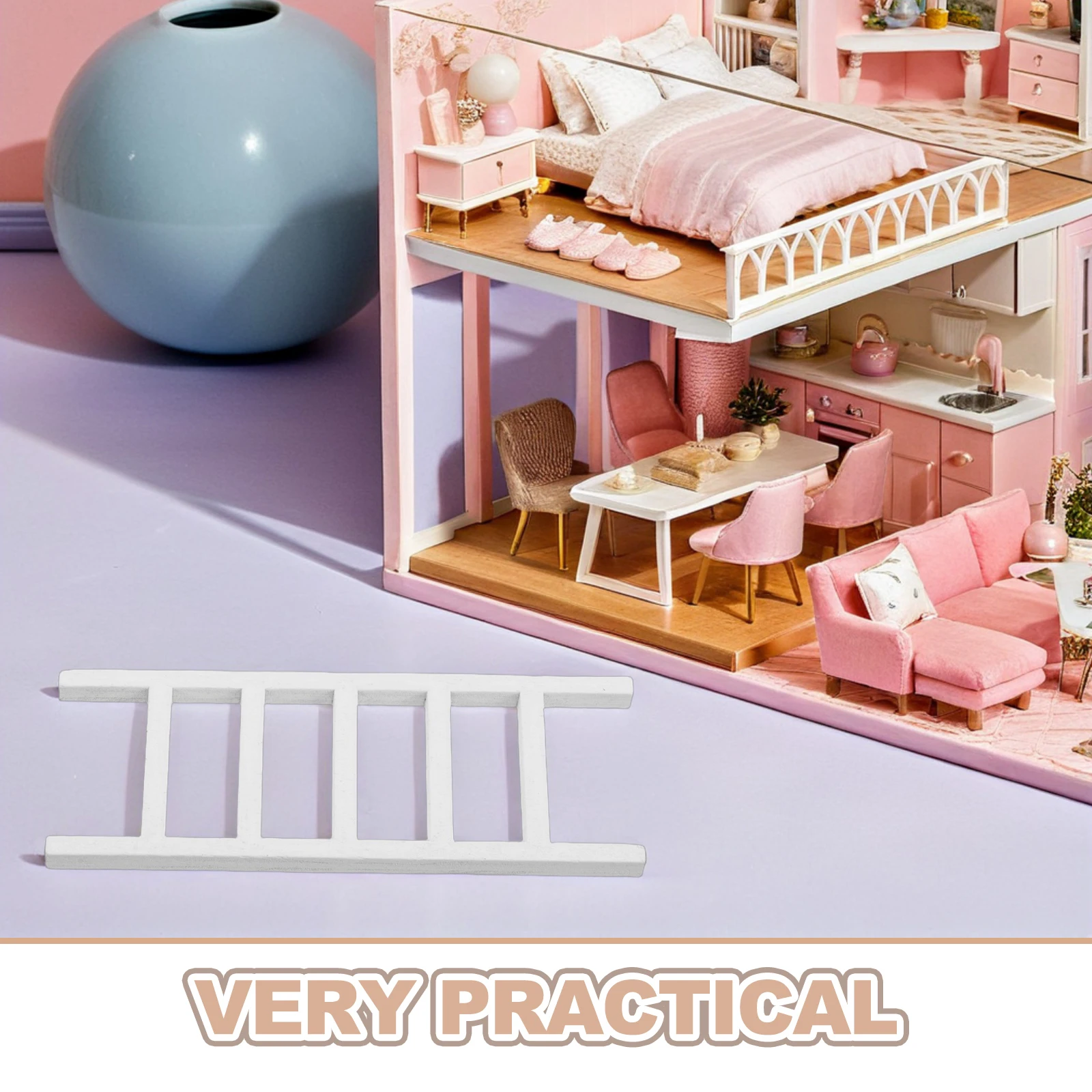 

2 Pcs Dollhouse Accessories Miniature Ladder Stair Furniture Decoration Solid Wood
