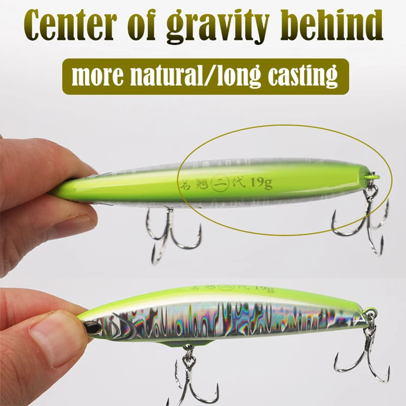 HYCTOR 8cm/13g 9cm/19g BKK hooks long casting sea fishing sinking pencil lure artificial hard stickbait for bass tuna