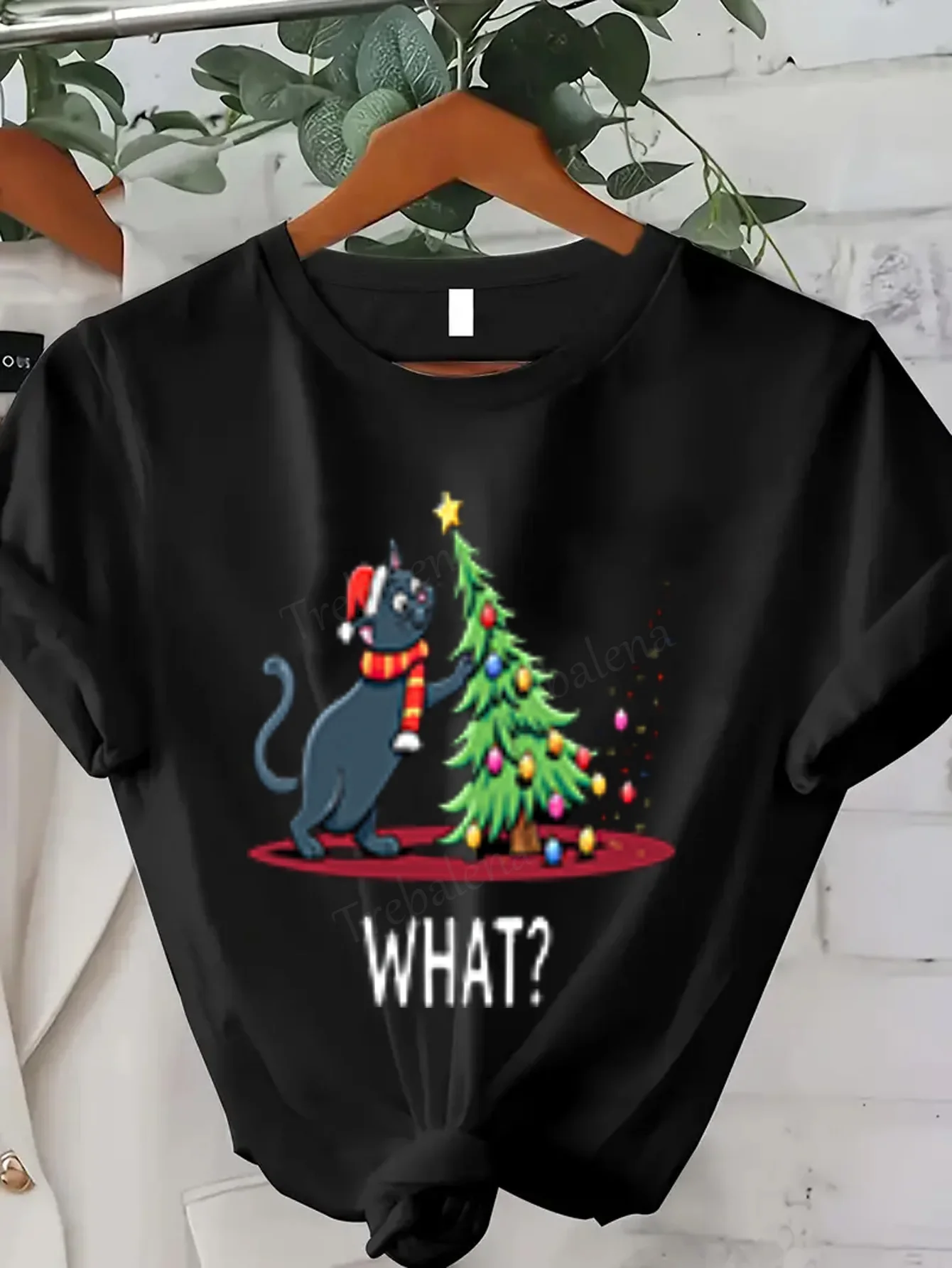 女性用 Tシャツ クリスマス猫 Tシャツ 女性用、面白いホリデーTシャツ
