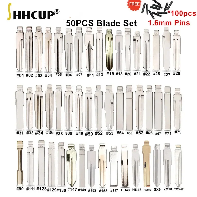 

50pcs Remote Car Key Blade Blank Set for KD Xhorse JMD VVDI Remote for Renault Toyota BMW VW AUDI PSA Peugeot Citroen Ford