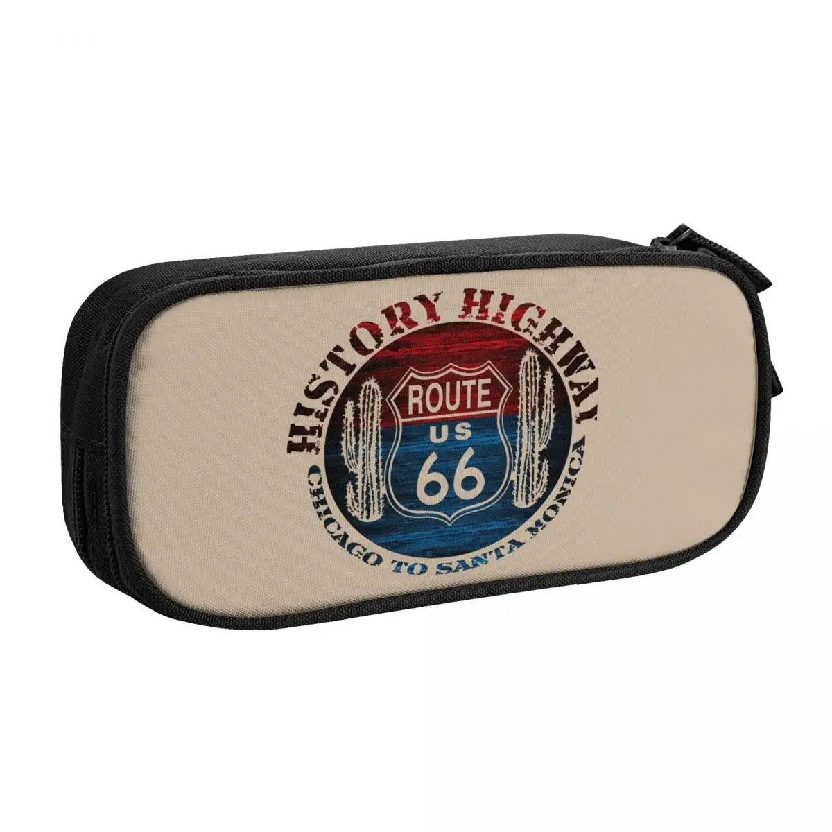 Route 66 The Great America Road Trip Perfect Pencil Case for Boys Large Storage Main Street of America Pencil Bag Stationery