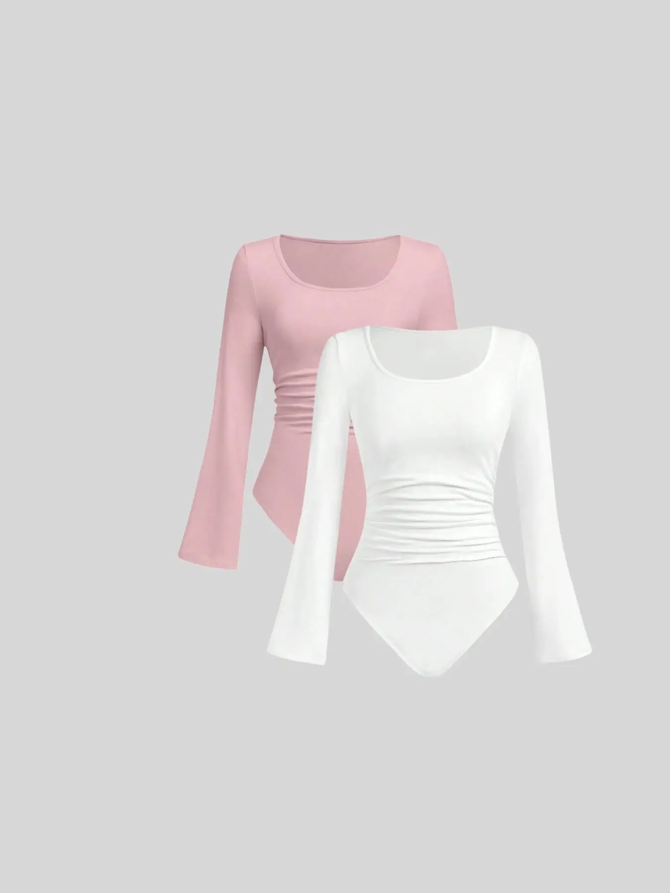 

Комплект из двух предметов однотонного повседневного облегающего топа на осень и зиму в Европе и Америке.