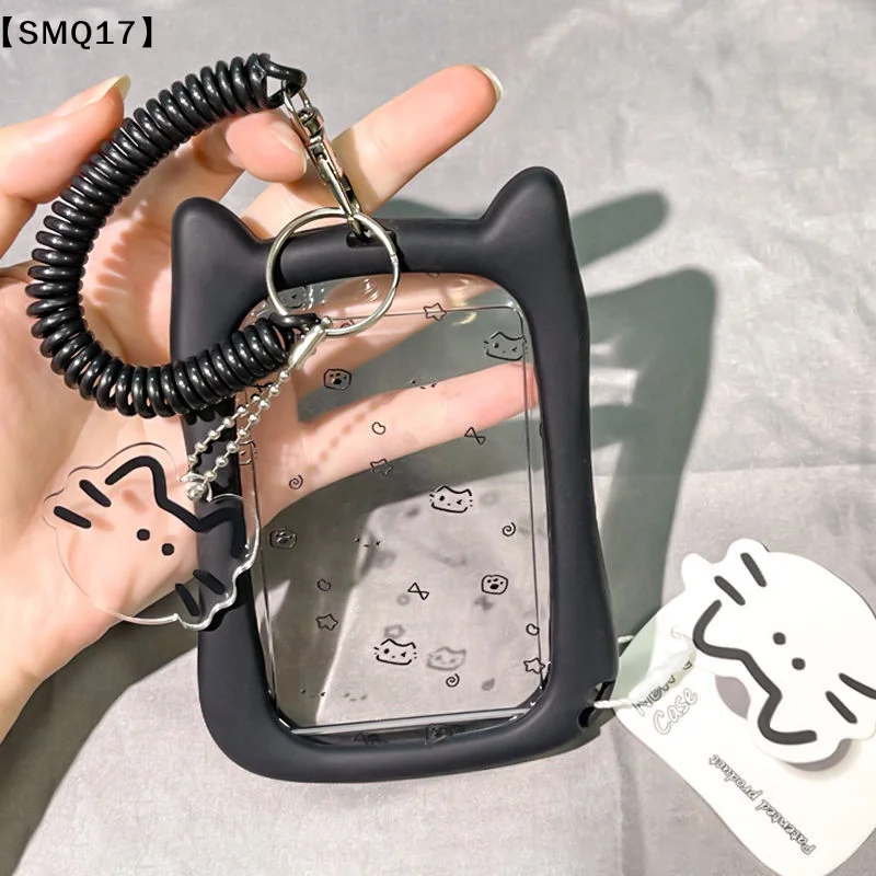 Cat Ear Photocard Holders Cute Photo Frame Student Campus Meal Card Cover Backbag Pendant Ornament Keychain ID Card Holder【SMQ】