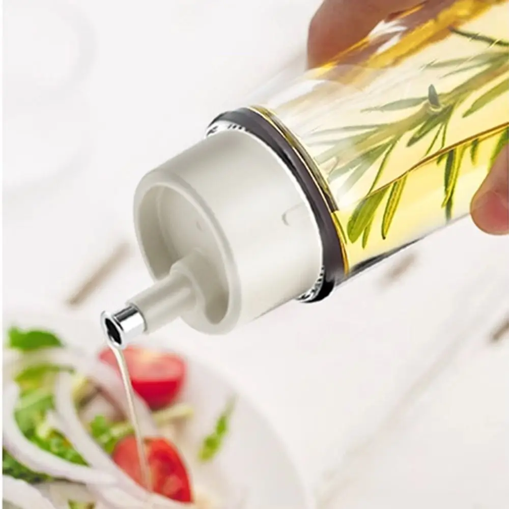 Refillable Glass Mouthwash Dispenser with Lid Steel Spout Oil Pourer Bottle Multi-functional Portable Kitchen Dispensing Bottle