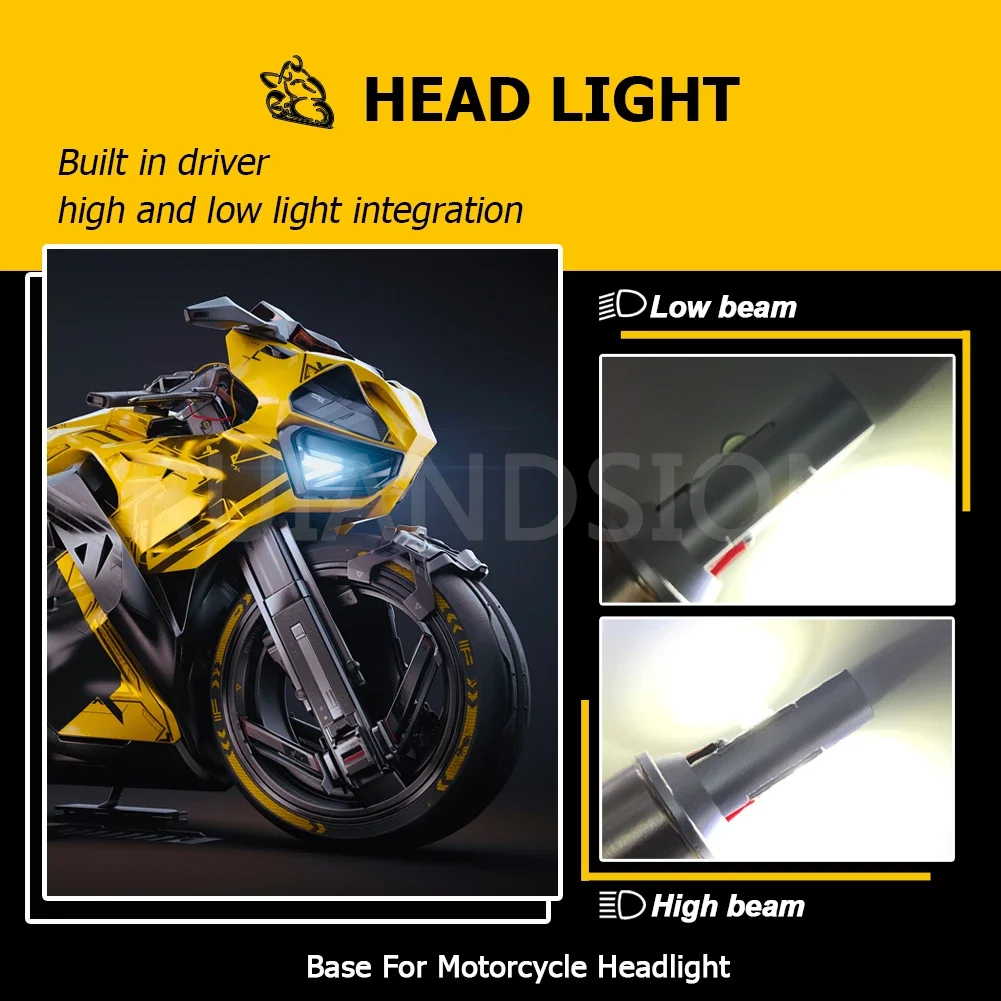 Ruiansion BA20D H6 P30D 6-24V 20W LED Bulb P36D White High Low Light Scooter Motorcycle Replacement Headlamp Non Polarity