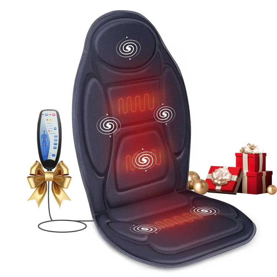 

Vibration Back Massager with Heat, Massage Seat Cushion with 6 Vibrating Motors and 2 Heat Levels, Massage Chair Pad for Home O