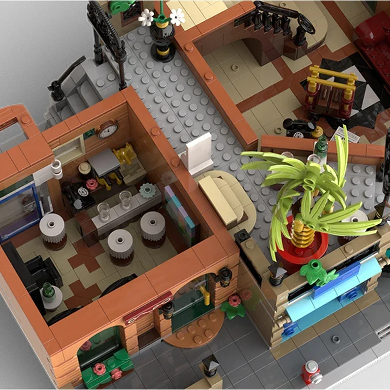 MOC-Blocos de Construção Para Crianças, Modelo Street View, Grand Boutique, Tijolos Técnicos Do Hotel, Montagem DIY, Brinquedos De Construção, Presente De Férias