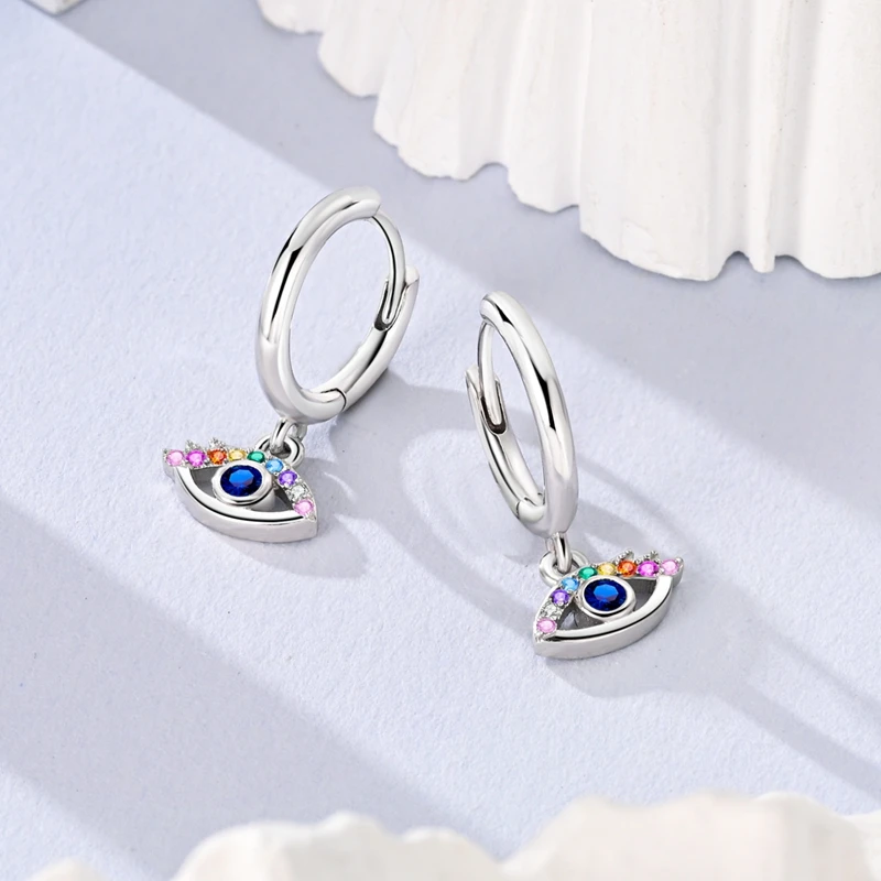 Neutral 925 Sterling Silver Dreamcatcher Net Devil\'s Eye Beautiful Wishes Earrings Fit For Engagement Parties Exquisite Jewelry