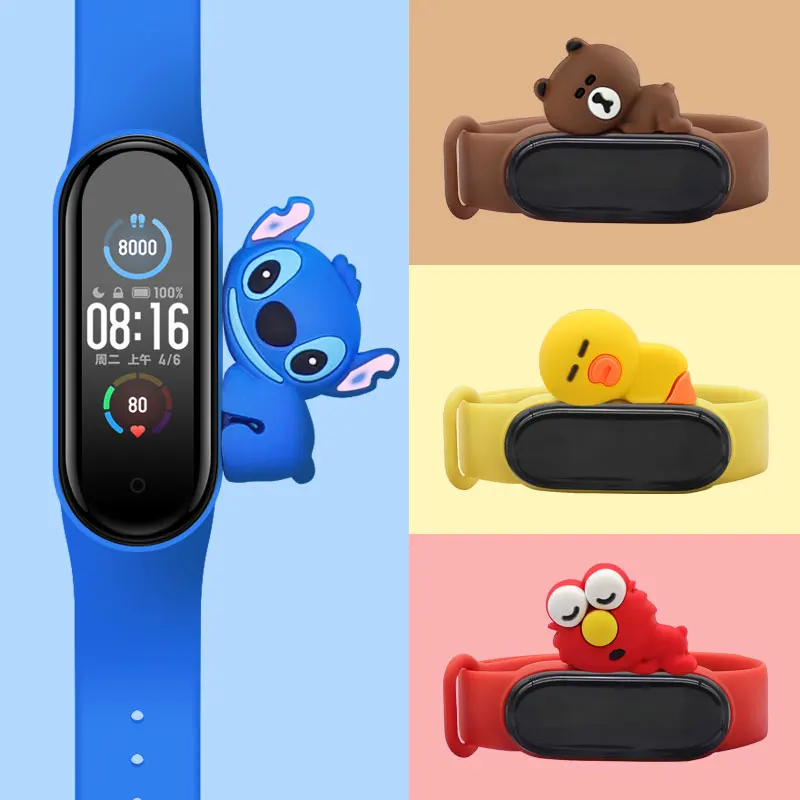 Toy Silicone Strap For Mi Band 5 6 MiBand 6 5 4 3 Cartoon Wristband Replacement TPU Strap For Xiaomi Mi Band 6 5 7 4 Watch Strap