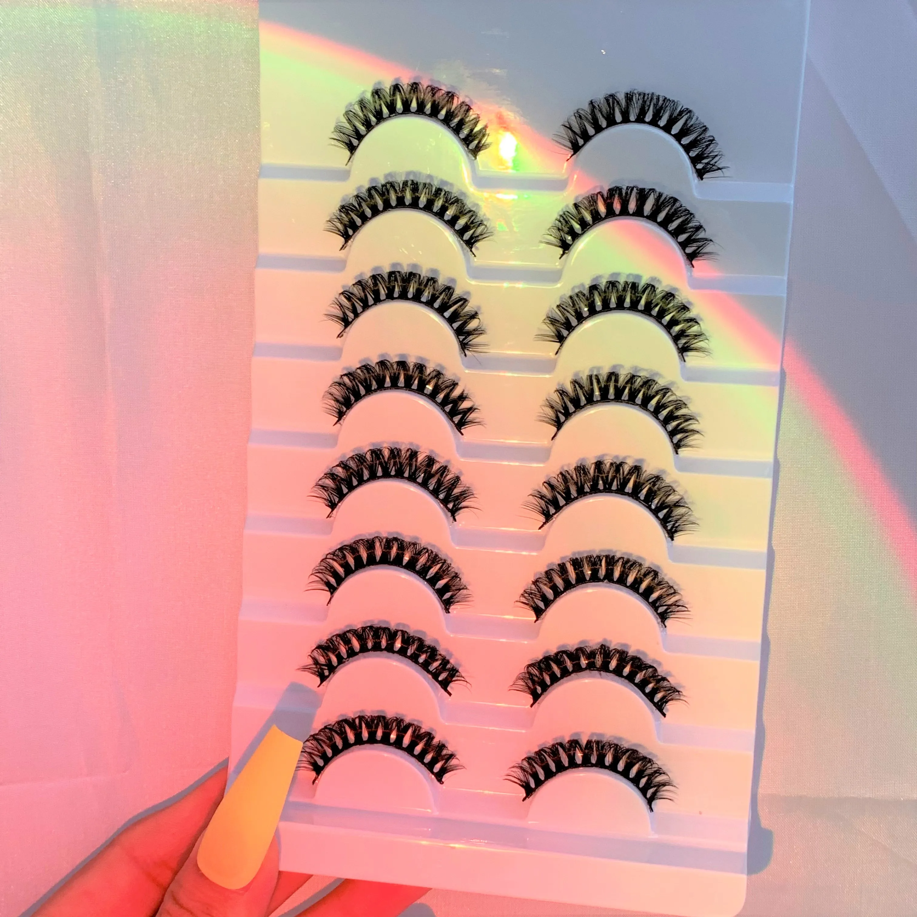 New 8 Pairs Lashes D Curl 10-16mm Russian Lashes 3D Mink Eyelashes Reusable Fluffy Russian Strip Lashes eyelashes extensions