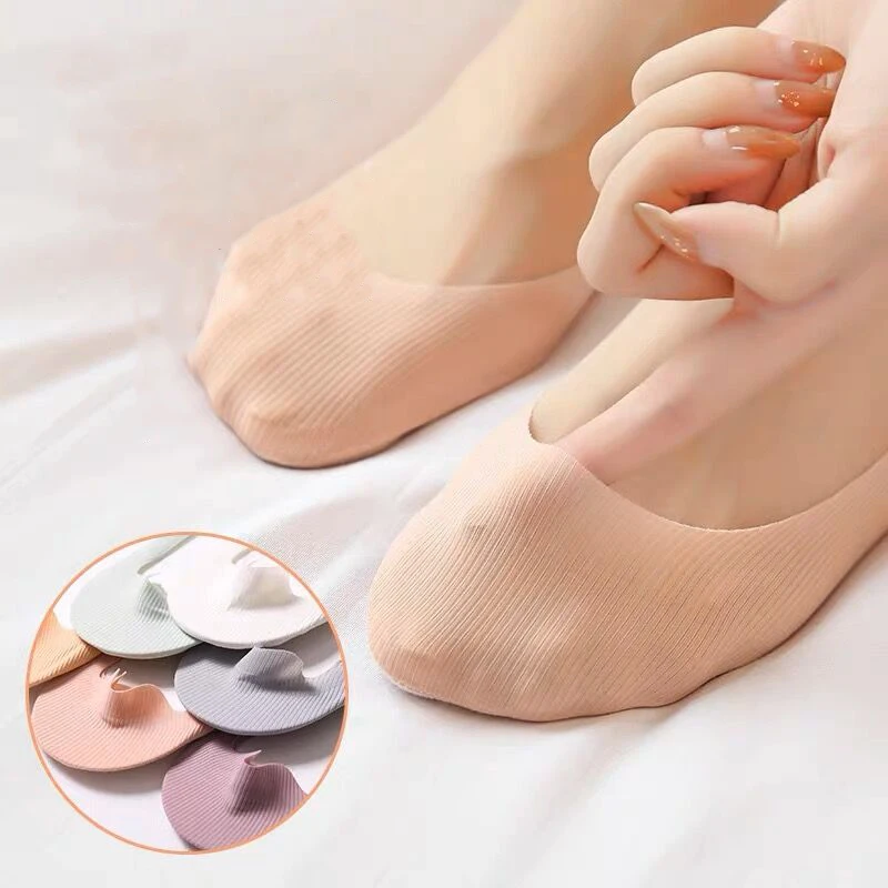 5Pairs Ice Silk Boat Socks Women Silicone Invisible Sox Ladies Summer Antiskid Seamless Breathable Casual Ankle Low Short Socks