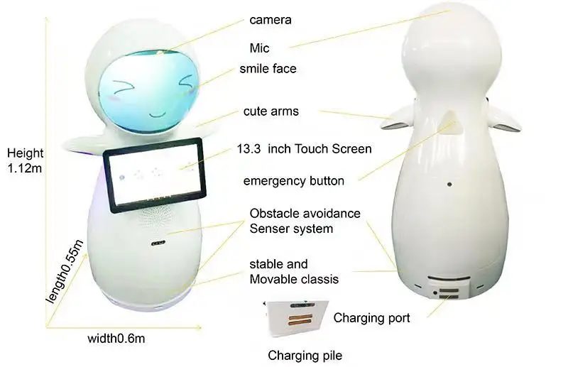 Smart Artificial Intelligence Autonomous Mobile Service Robot Reception Greeting Customer