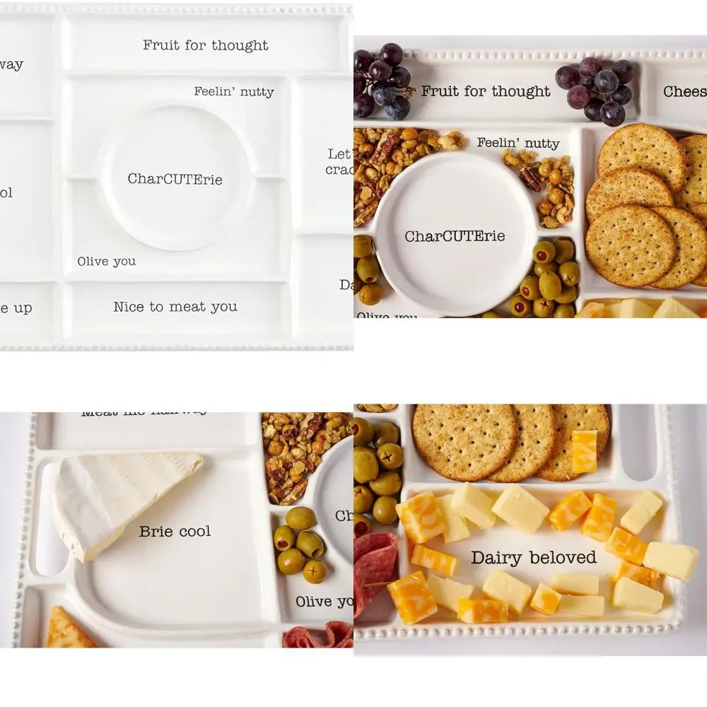 Elegant White Charcuterie Tray, 11.75 x 22 Inches