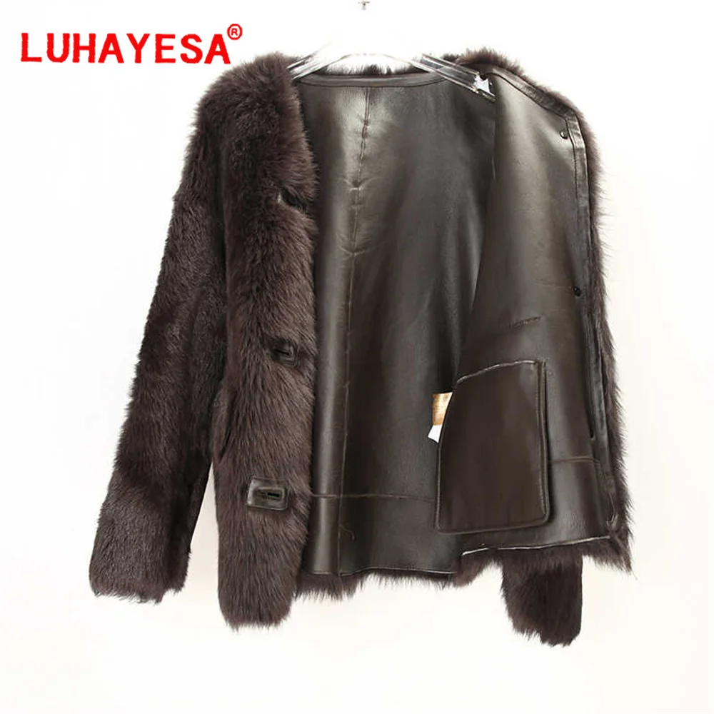 2024 Tuscany Shearling Fur Coat Women Winter Natural Fur Clothes 100% Real Fur Overcoat