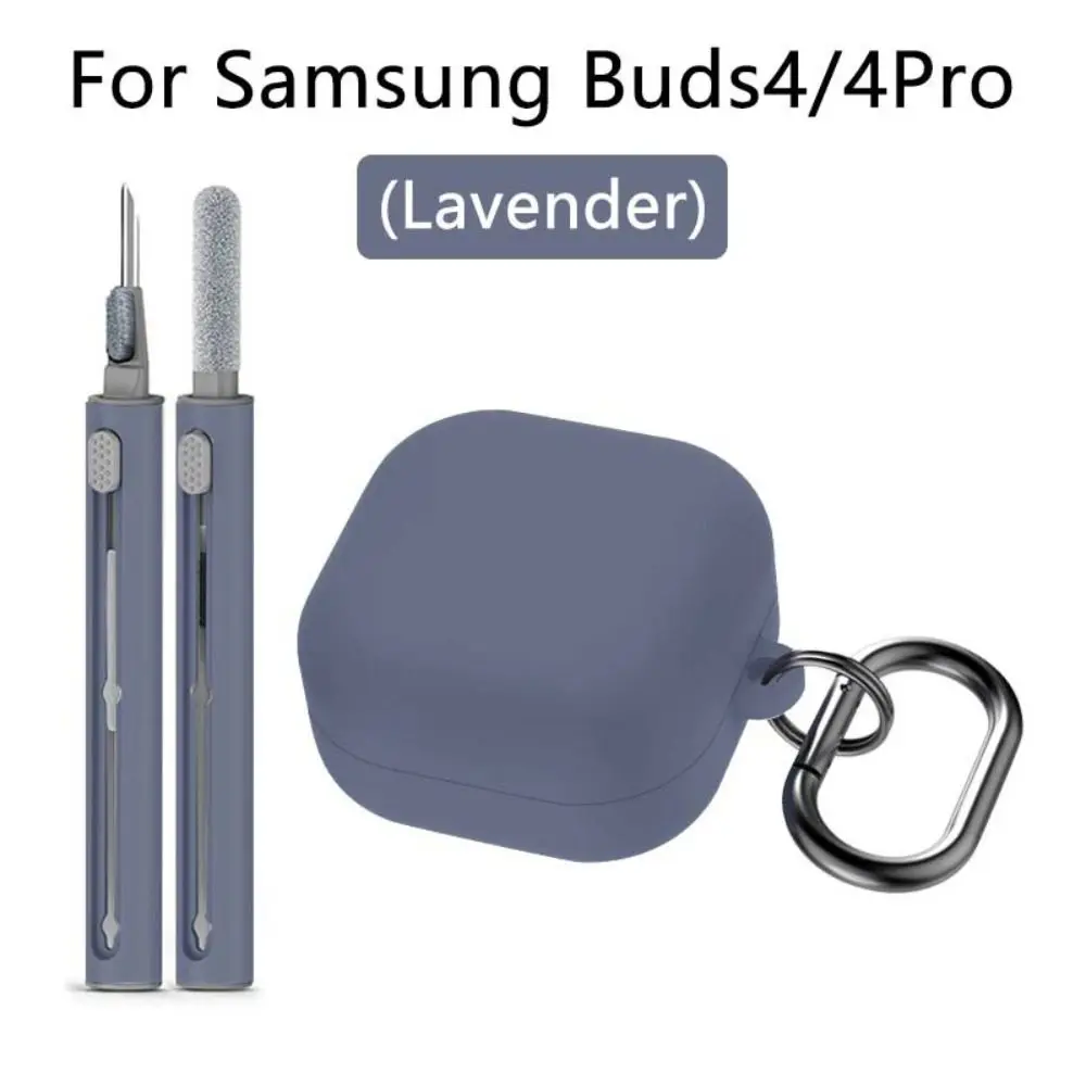 Anti-fall Earphone Case with Cleaner Kit with Keychain Bluetooth Headphone Cover Shockproof Dustproof for Samsung Buds 4/4 Pro