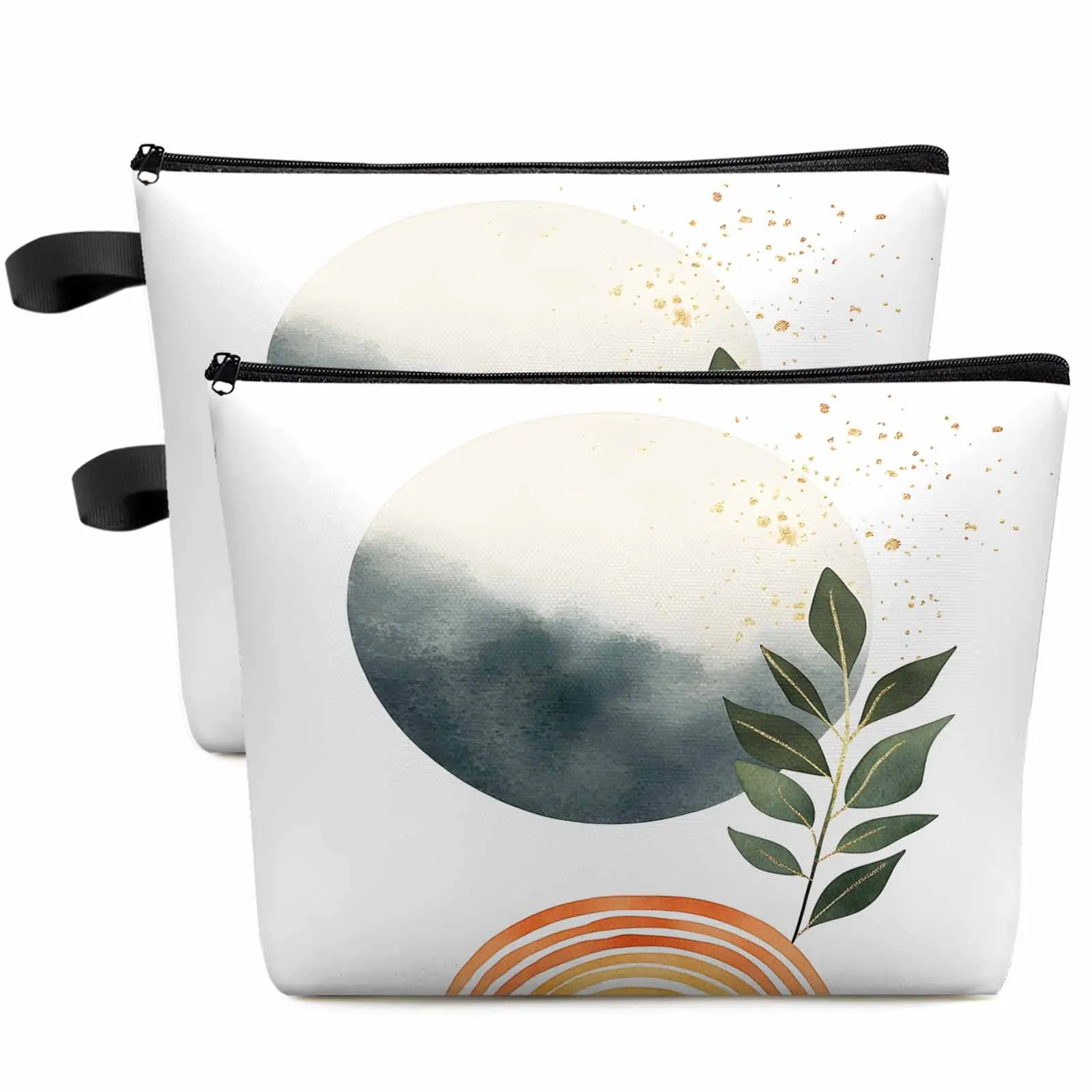 

Retro Simple Lines Leaves Large Capacity Travel Cosmetic Bag Portable Makeup Storage Pouch Women Waterproof Pencil Case