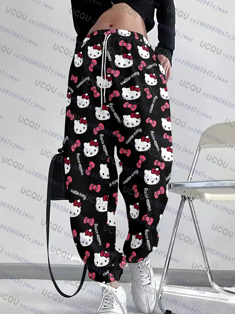 2026 الكرتون مرحبا كيتي ثلاثية الأبعاد طباعة منامة السراويل زوجين موضة السراويل الطويلة غير رسمية لخريف موضة المرأة الرجال المنزل بنطلون #1