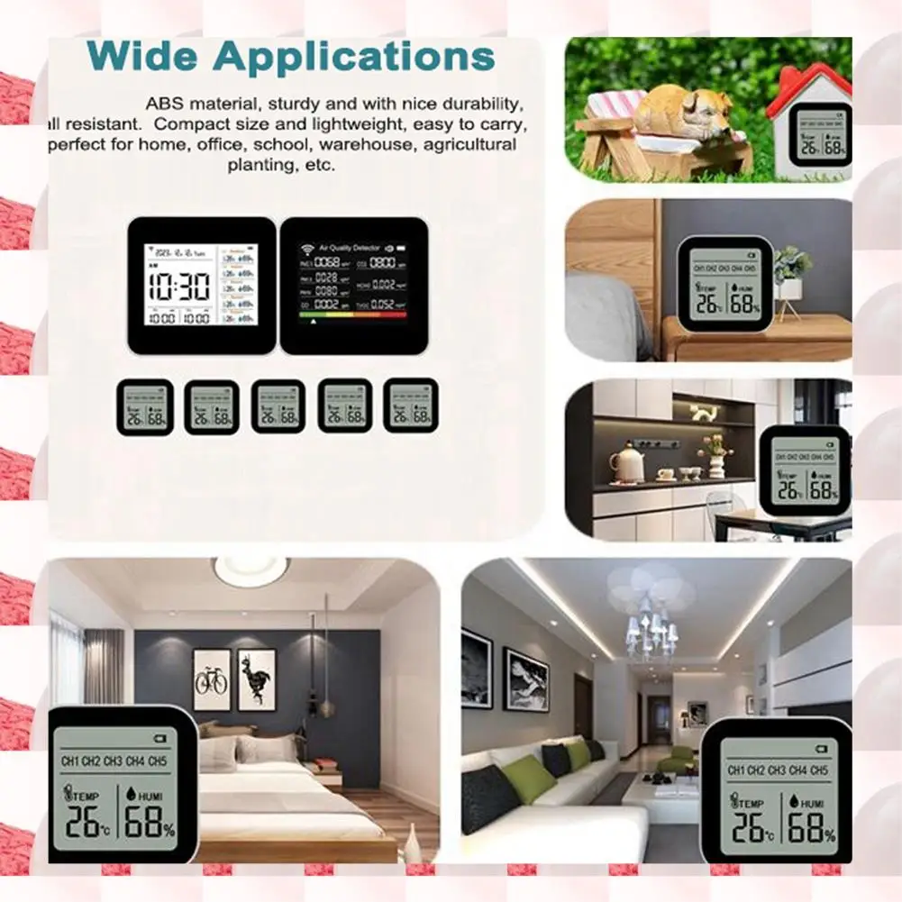 

ABGN 20 In 1 Tuya WIFI Air Quality Detector CO/CO2/TVOC/HCHO/PM2.5/PM1.0/PM10/Temp/Humidity/Time/Datew/ 5Pcs Sub-Sensors