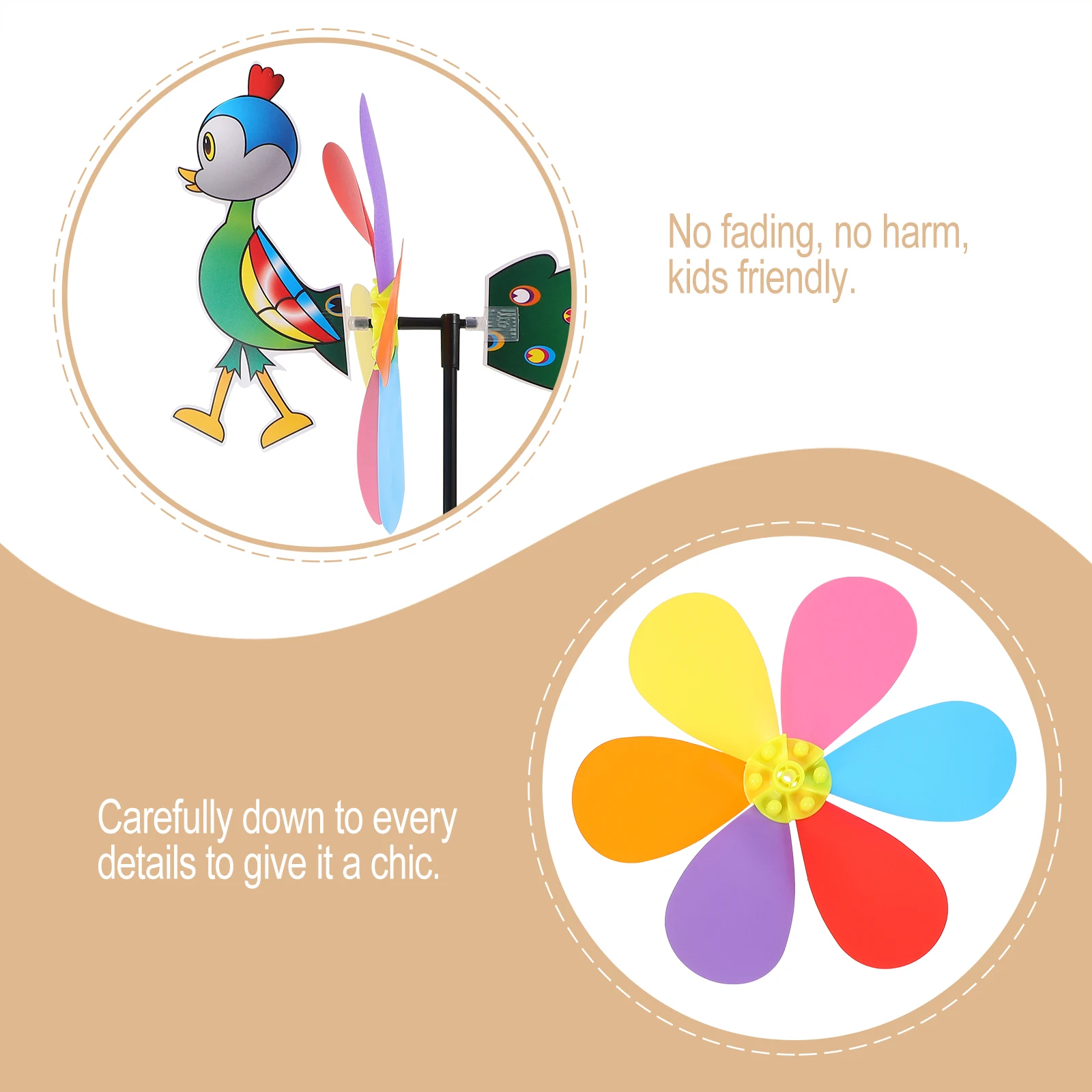 

8pcs Three Dimensional Windmill Colorful Spinning Lawn Pinwheels Kids Outdoor Toys Cartoon Garden Decor