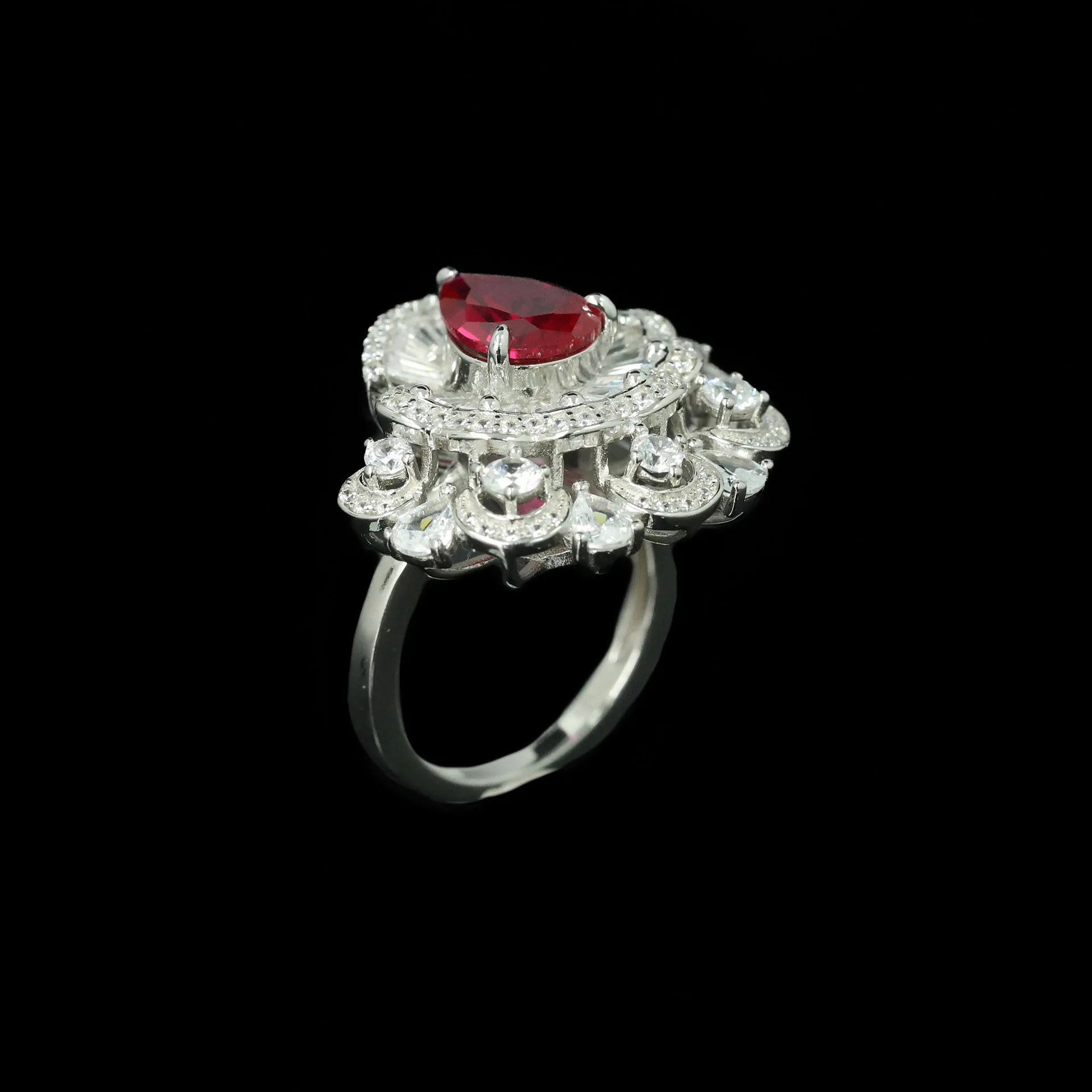 New S925 Silver Ring High Carbon Diamond Cultivation Ruby Girl Skirt Activity Versatile Jewelry Girl Ring Wedding Jewelry