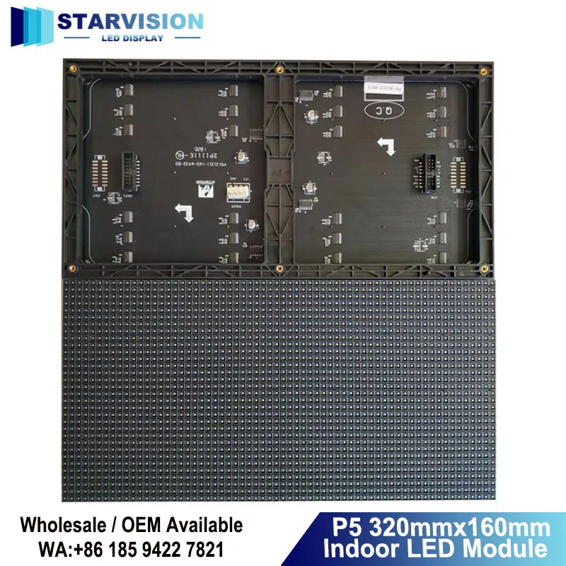 

P5 Indoor 320x160mm LED Module 64x32 Pixels SMD RGB Full Color 1/16 Scan Video Screen Display Board Factory Wholesale