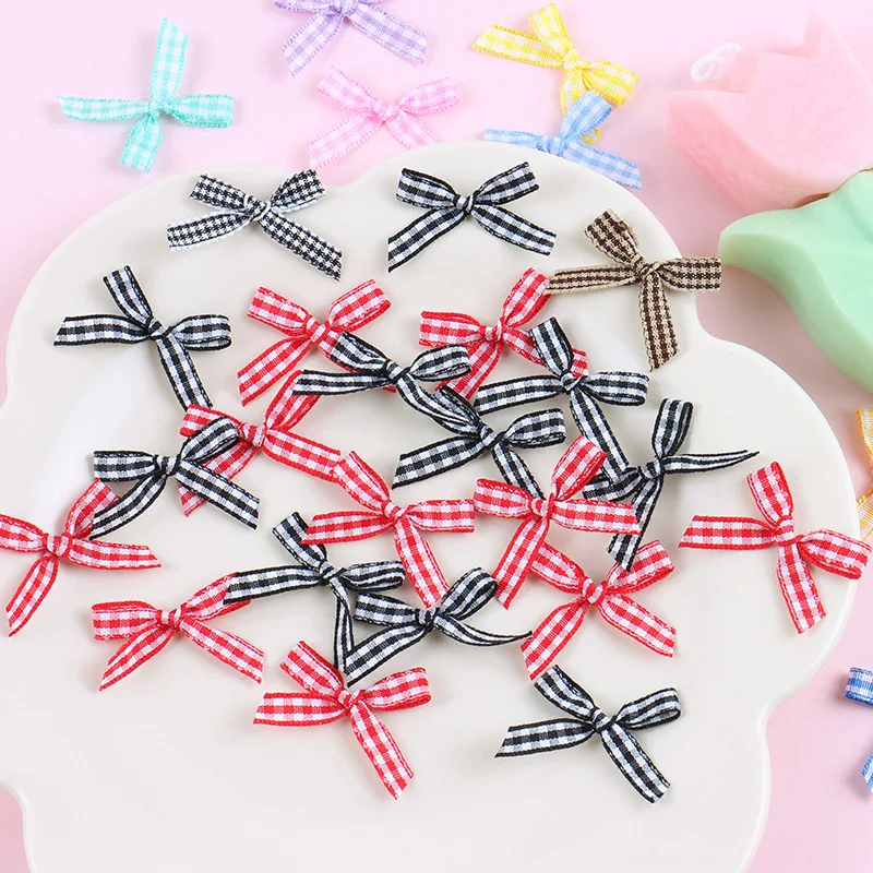 50 Stück/Lot Mini-Karo-Schleifenbänder, karierte Gingham-Schleifen für DIY-Nähprojekte, Hochzeitsdekoration, Haarnadeln und Kleidungszubehör – Detail 6