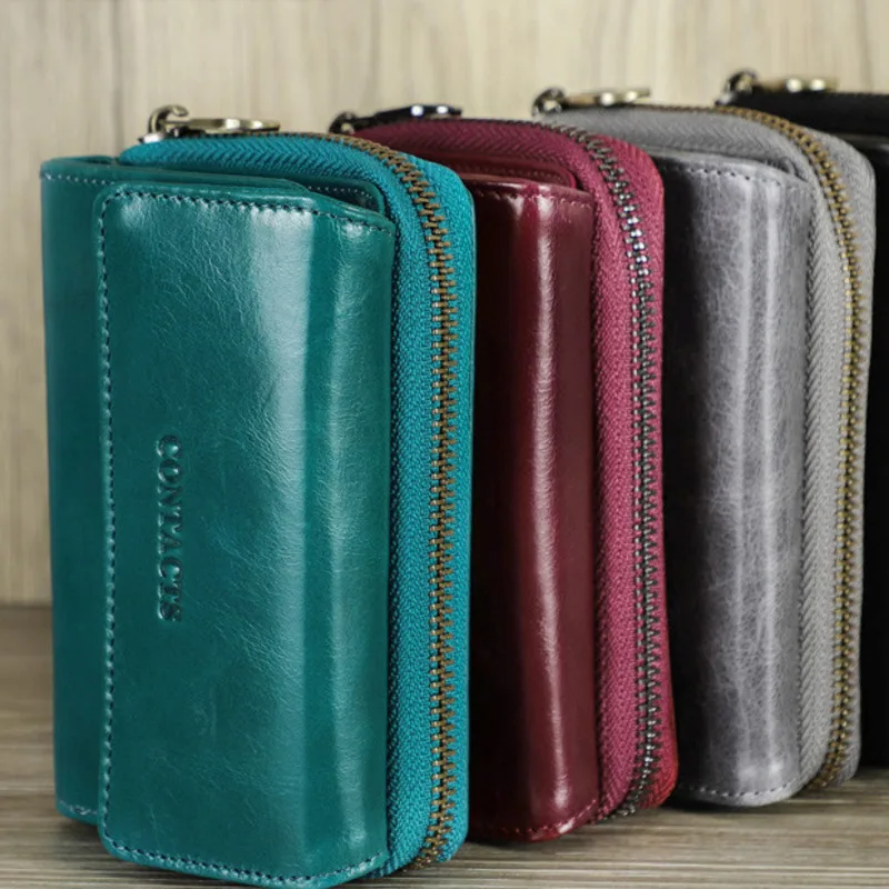 

New Fashion Korean Version Leisure Anti Theft Brushing Cowhide Genuine Leather Trend Zipper Womens Zero Wallet Coin Purse Holder