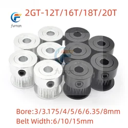 GT2 12T 16T 18T 20Teeth 2GT Timing Pulley Bore 3 3.175 4 5 6.35 8mm Part For Width 6 10 15mm Timing Belt 3D Printer CNC Parts