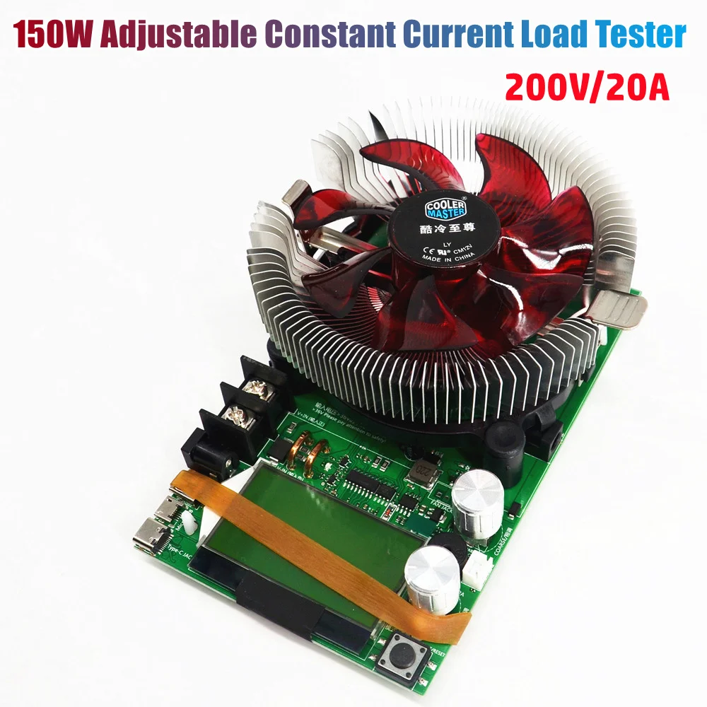 

200V 150W Adjustable Constant Current Electronic Load Battery USB Tester DC 12V 24V Lead-acid Lithium Discharge Capacity Meter