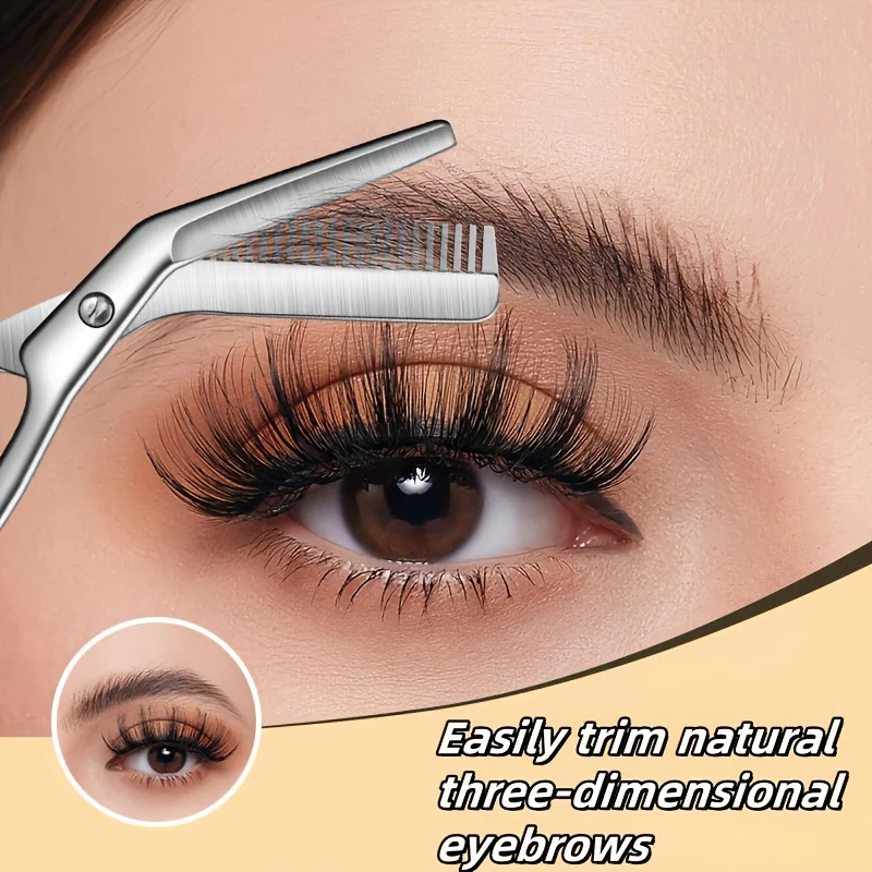 Stainless Steel Eyebrow Scissors with Comb - Hypoallergenic One-Piece Design, Sharp Blades & Ergonomic Handle for Precise