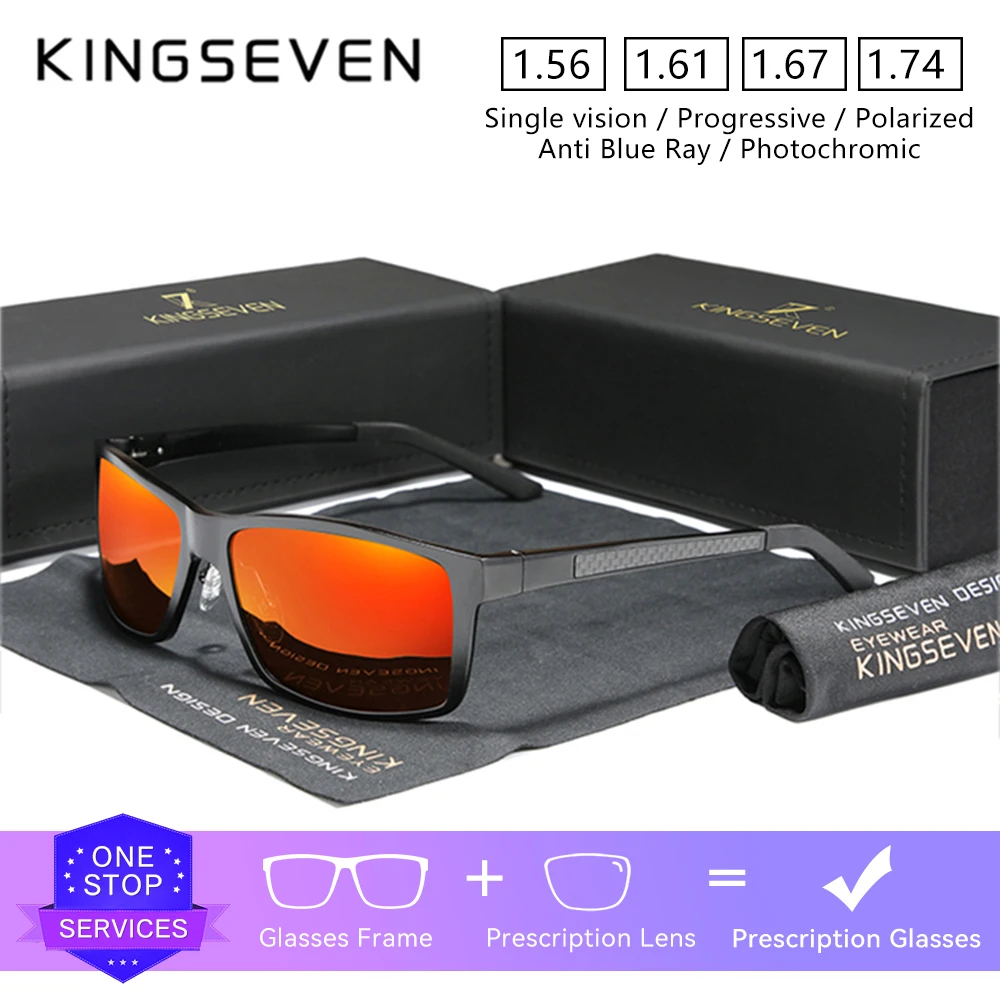 KINGSEVEN marque mode hommes femmes lunettes de soleil sur Prescription carré myopie hypermétropie lunettes lentille optique lunettes décontractées