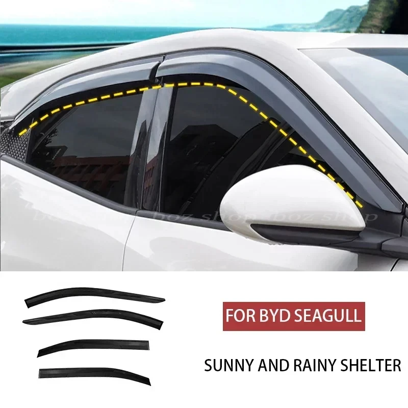 

For BYD Seagull Car Side Window Deflector Weather Shield Window Visor Rain Eyebrow Shelter Auto Car Exterior Refit Accessories