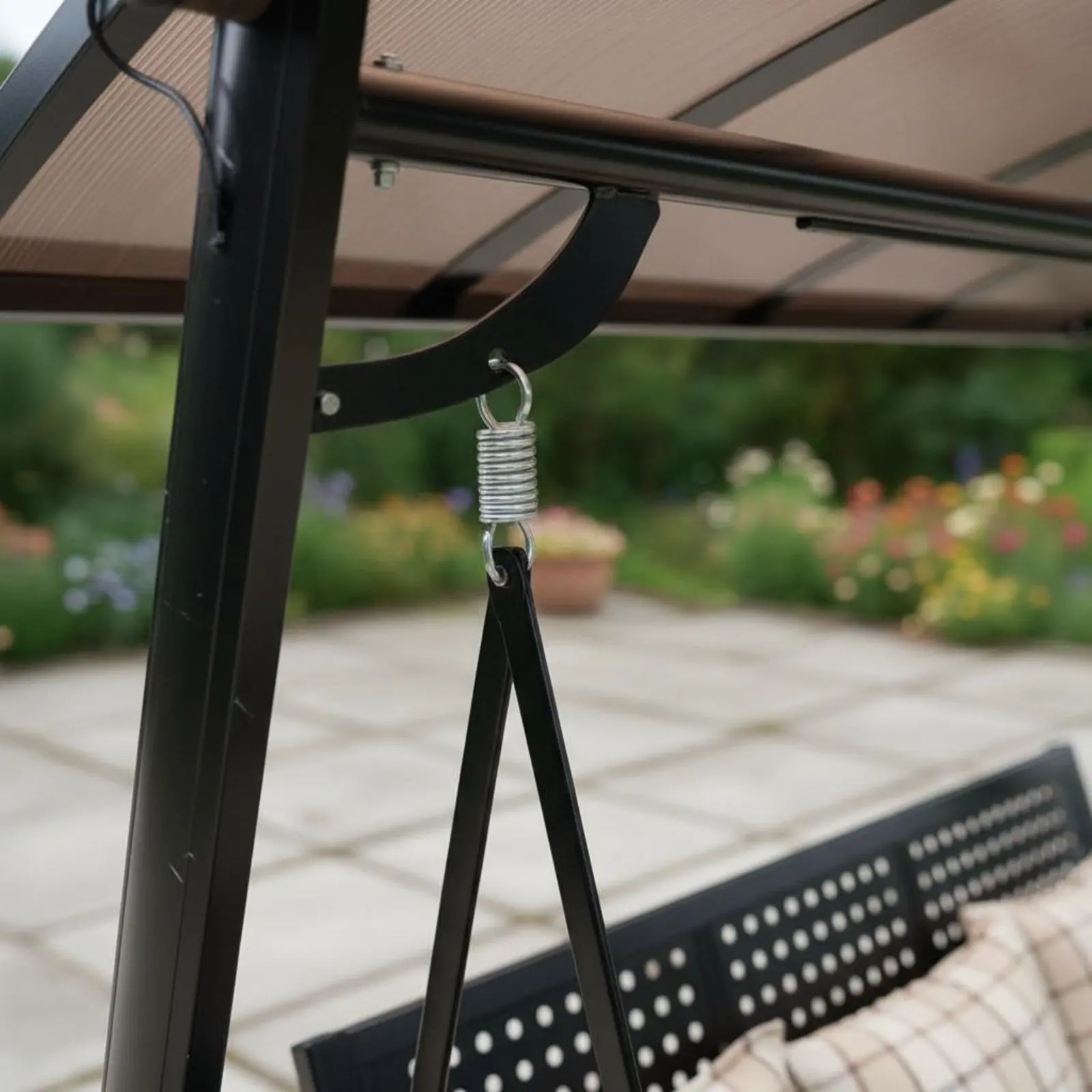 Garden Swing Chair with Stand Weather Resistant Freestanding Sunshade Top Swing for Backyard