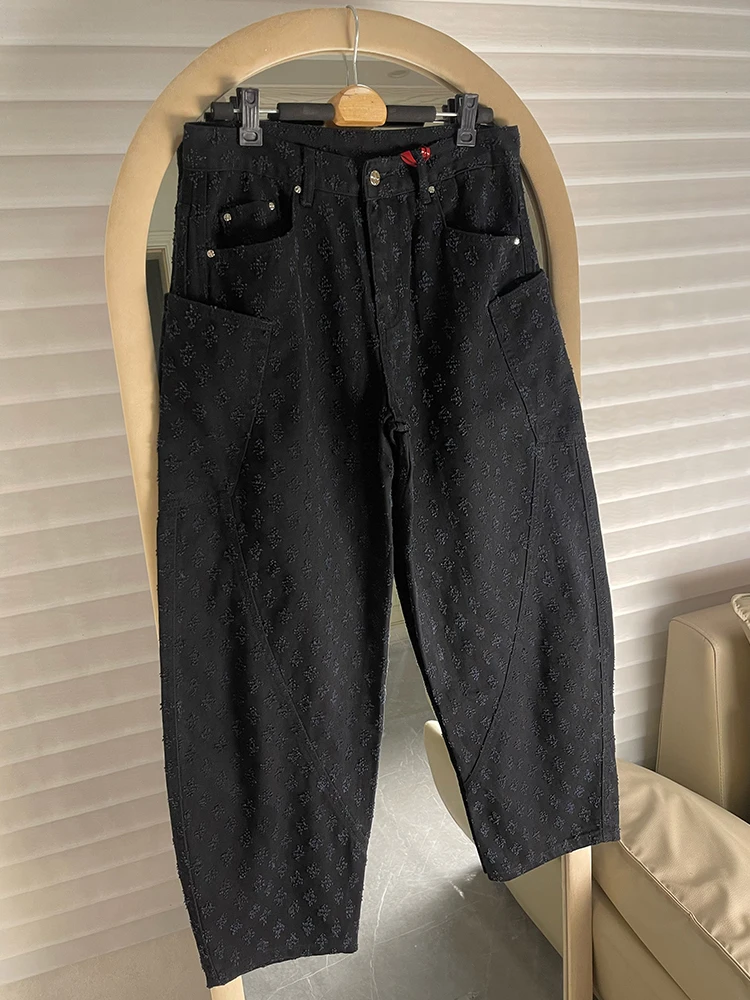 

American Style Embroidered Jeans Men's Spring Autumn New Trendy Straight Loose Versatile Design Sensation Casual Knife Pants