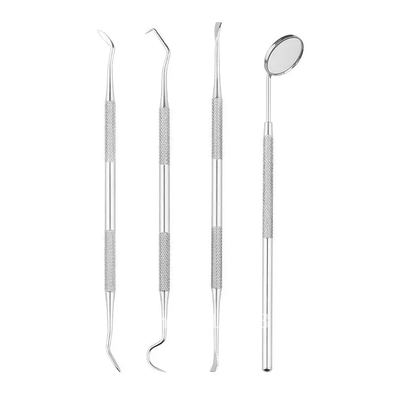 

Stainless Steel Dental Tools Kit Oral Care Probes Mirror Tartar Remover for Adult Stain Removal Set with Tweezers And Needle