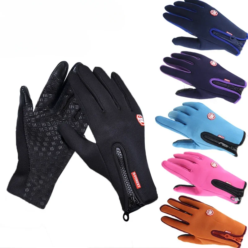 Winter Gloves for Men Waterproof Windproof Cold Gloves Snowboard Motorcycle Riding Driving Warm Touchscreen Zipper Glove