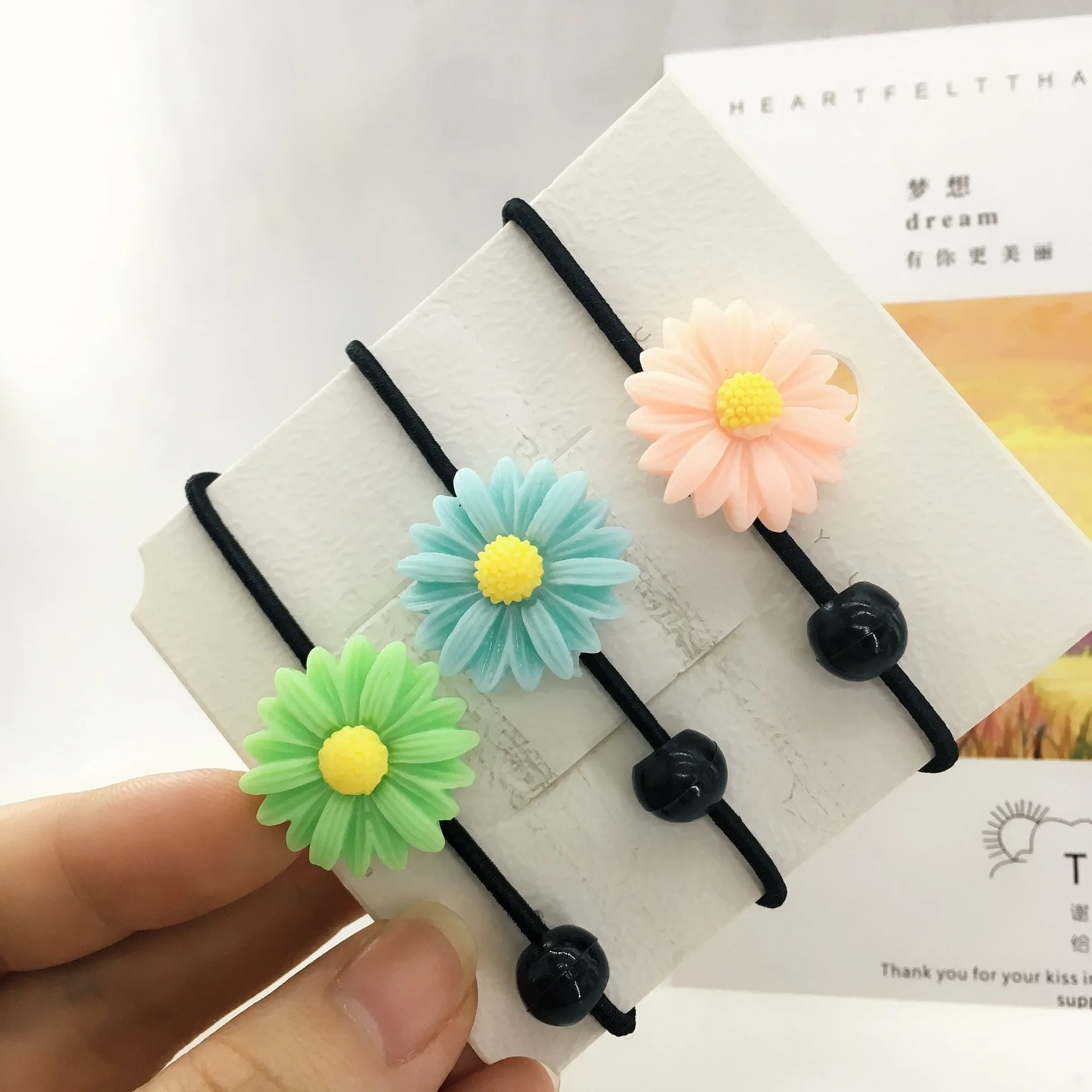 5 Pcs/Set Fresh Daisy Flower Hairpin Korean Chamomile Hair Accessories Wholesale Temperament Elastic Hair Rope Female Jewelry