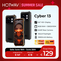 [Stock in EU] HOTWAV Cyber 13 Rugged Phone 10800mAh 8GB 128GB Smartphone 150LM Flashlight 6.6'' HD+ 64MP Android 14 Cellphone