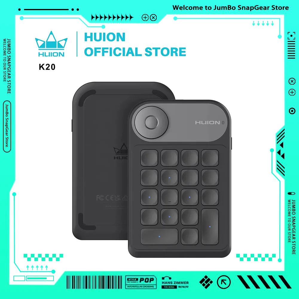 HUION Mini Wireless Keyboard Bluetooth 5.0 Connection Keydial For Graphic Tablets MacOS Windows PC Laptop