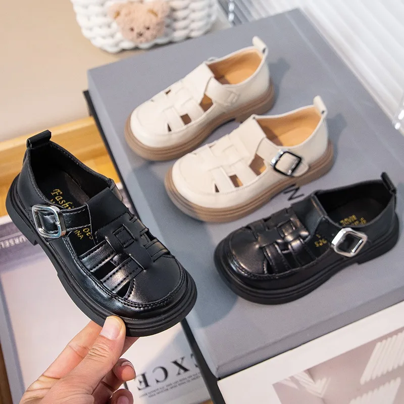 

2026 Summer New Non-slip Round-toe Retro Style Children's Fashion Sandals Casual Breathable Hollow Soft Bottom Kids Cute Shoes