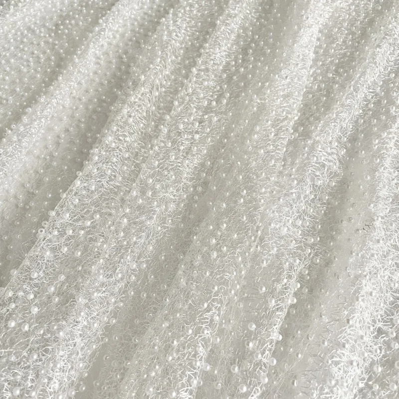 Tessuto a rete resistente bianco perla Abito estivo da donna nuovo Abito da sera Tessuto per abbigliamento di fascia alta fatto a mano fai-da-te