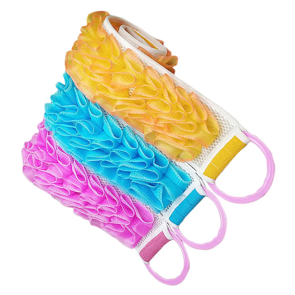 

3 шт. скруббер, двухсторонняя утолщенная задняя полоска, отшелушивающая сетка, полиэстер, шелк, желтый, синий, розовый, двойного назначения, инструмент для ванны, ванна