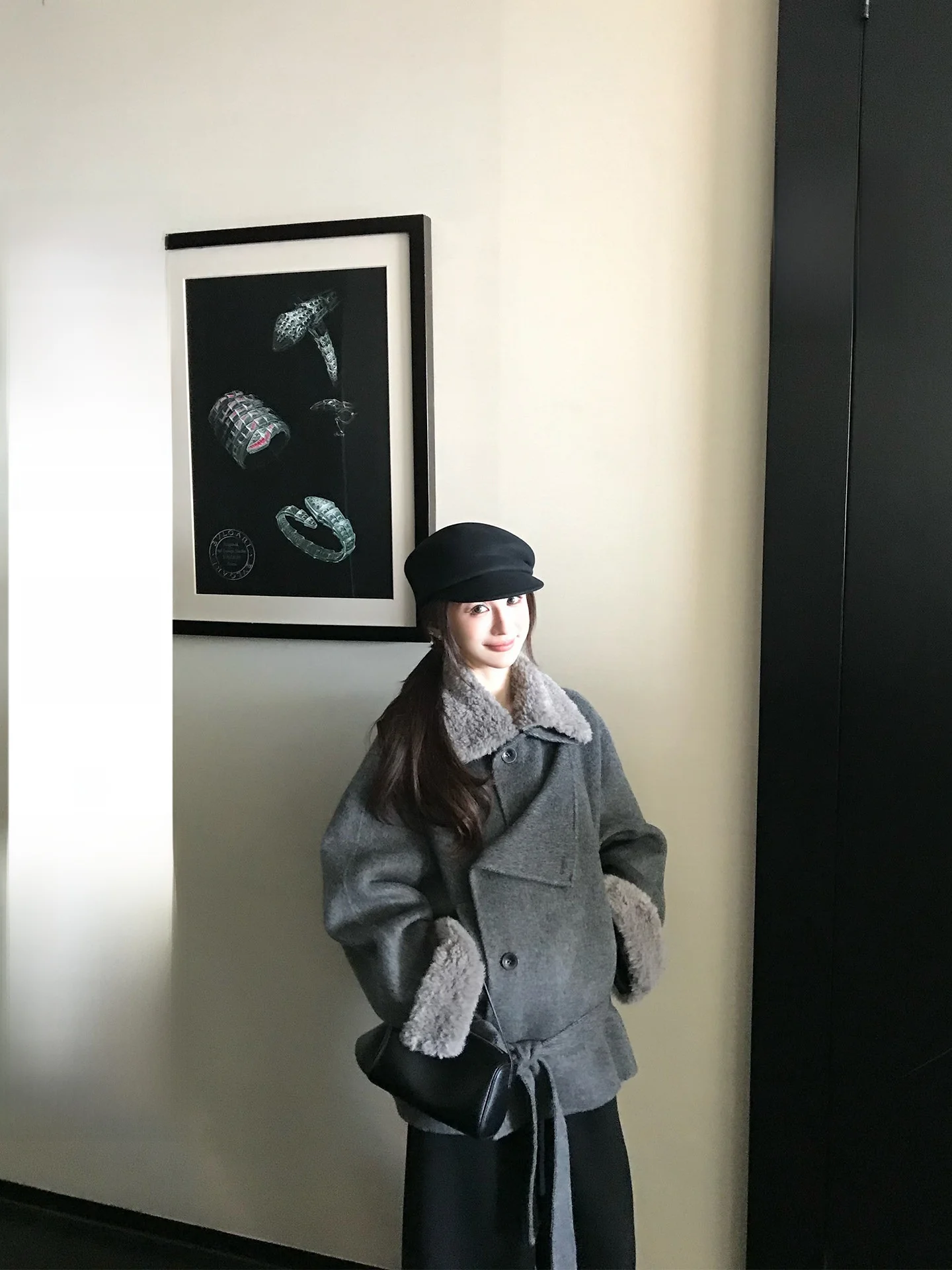 

Eco-Friendly Double-Faced Wool Silk Blend Coat for Women by Skk Store Commute Sle Thiened Long Sve Regular Length