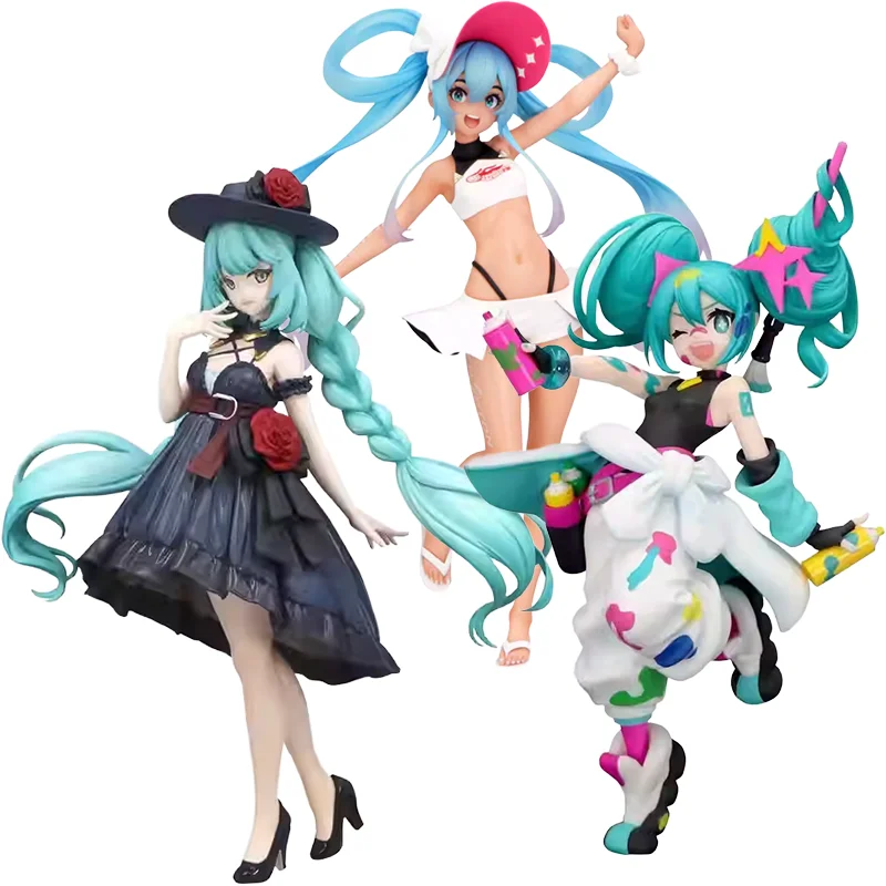 本物のフリュー初音ミクトリオ・トライ・イットフィギュアガールペイントドレスアップ2024夏休みバージョン在庫ありオリジナルアニメフィギュアモデル