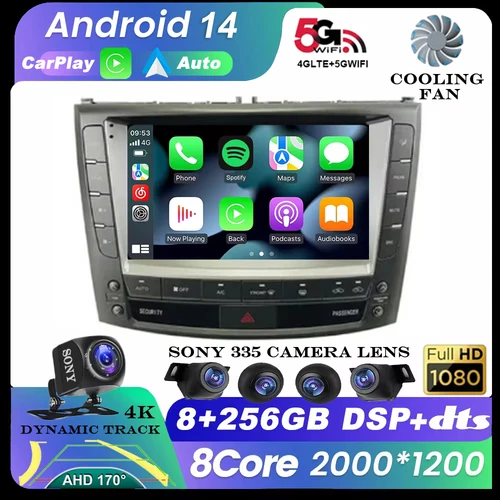 Android 14 Radio del coche para Lexus IS250 IS300 IS200 IS220 IS350 2005 - 2012 reproductor de vídeo estéreo Multimedia 360 cámara Carplay Auto