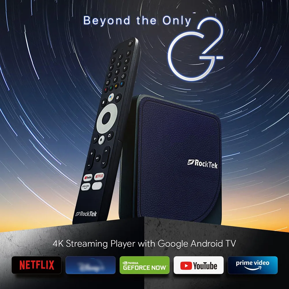 Android 14 ATV Stream RockTek G2 4K TV Box Amlogic S905X4-K مشغل الوسائط Netflix Google معتمد DTS Dolby Audio Vision ATMOS